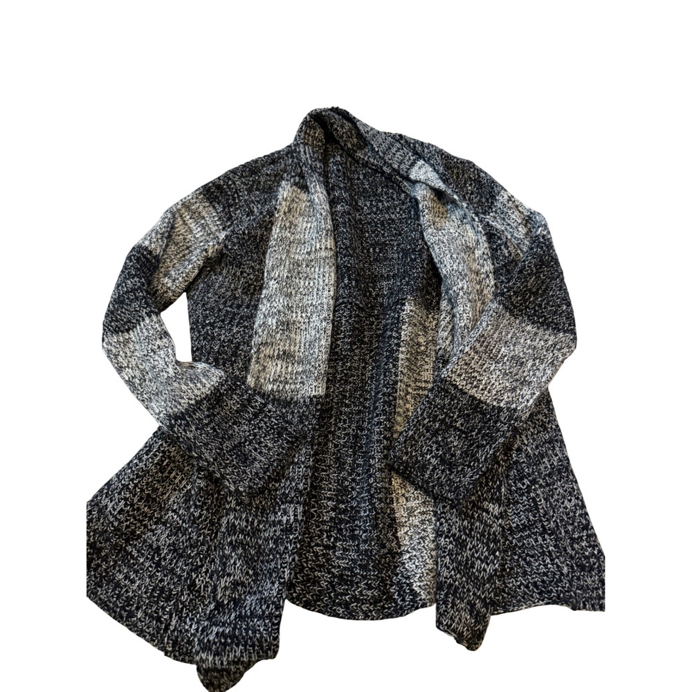 Creazioni Effeci Womens Medium Black Grey Colorblock Open Front Chunky Cardigan